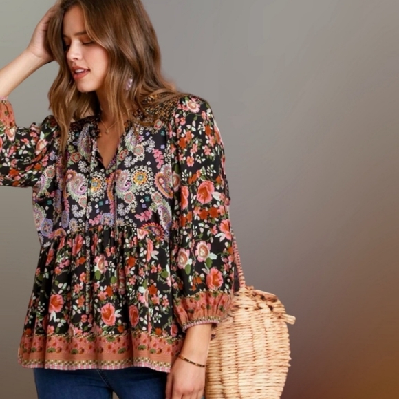 Paisley Floral  Ruffled Blouse - Picture 3 of 7